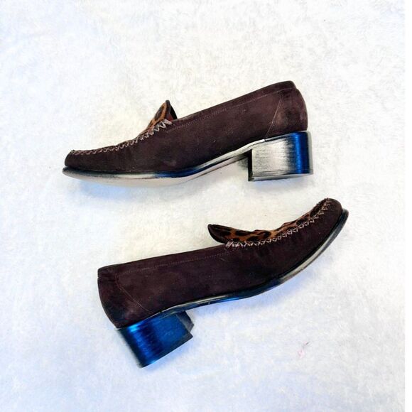 STUART WEITZMAN Brown Suede Animal Leopard Calf Hair Loafers - Women's Size 6 - Picture 3 of 8